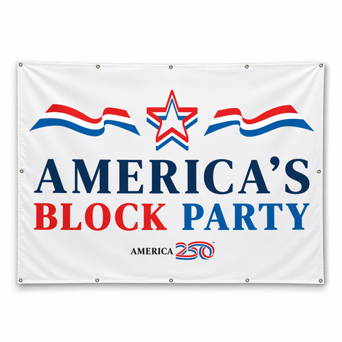 America250 America's Block Party Vinyl Banner - 4'x5'
