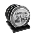 America250 4-Piece Commemorative Coaster Set with Caddy (Aluminum)