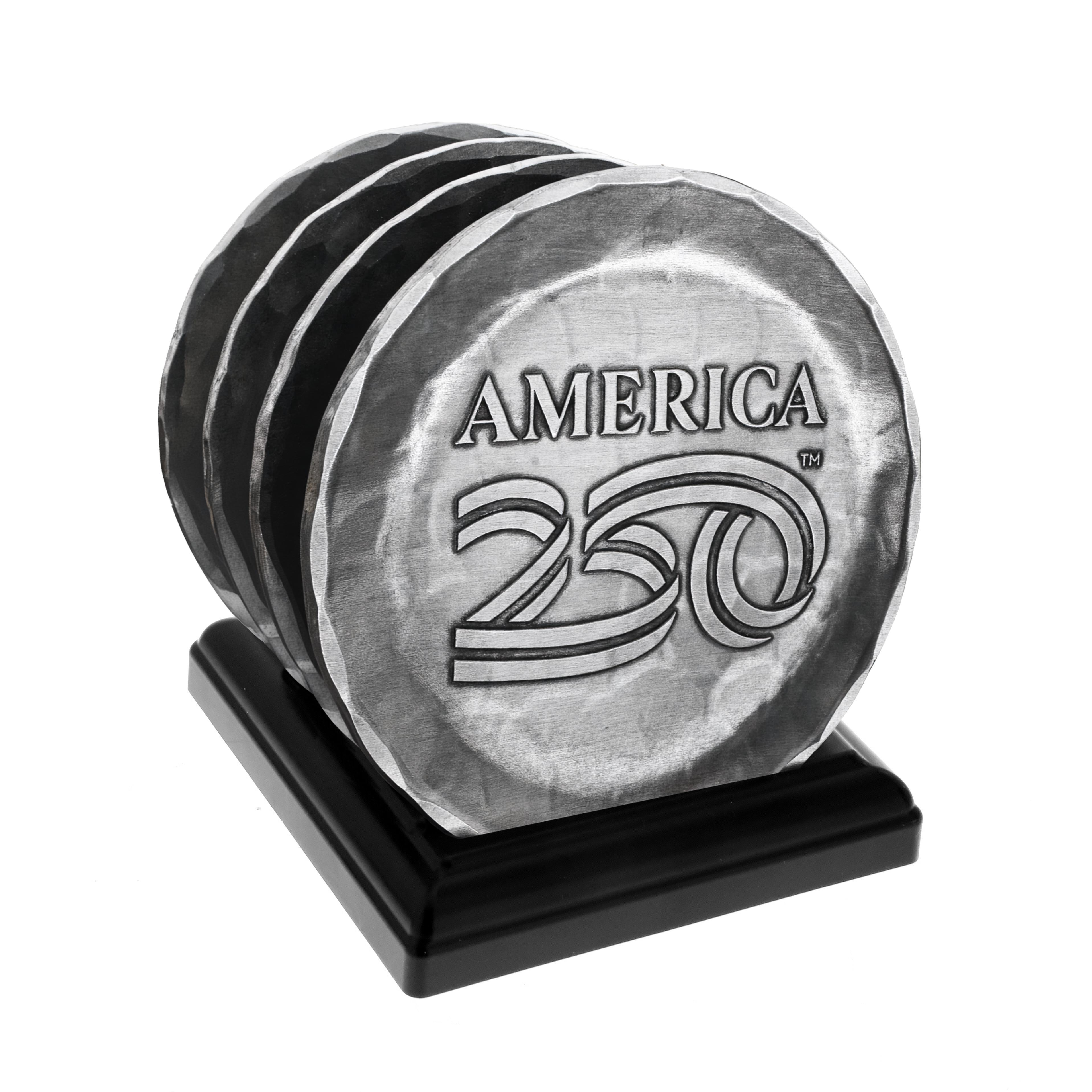 America250 4-Piece Commemorative Coaster Set with Caddy (Aluminum)