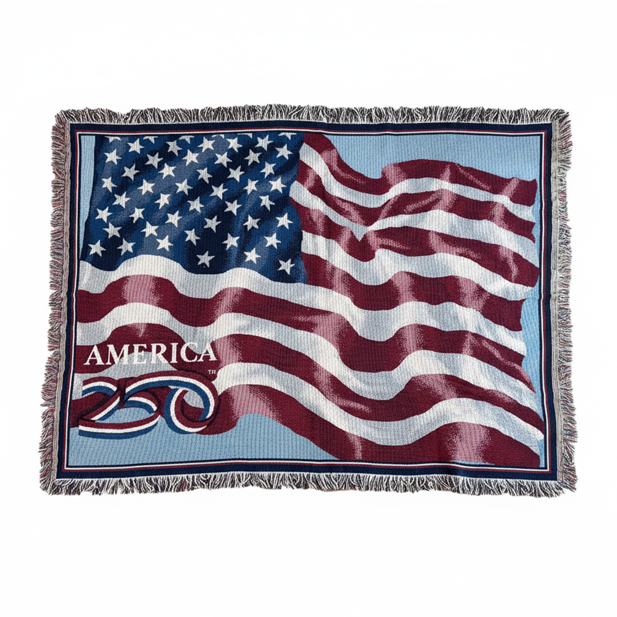 America250 Woven Flag Fringe Throw Blanket