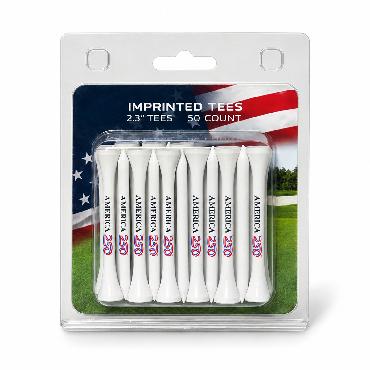 Official America250 50 Wooden Golf Tee Pack